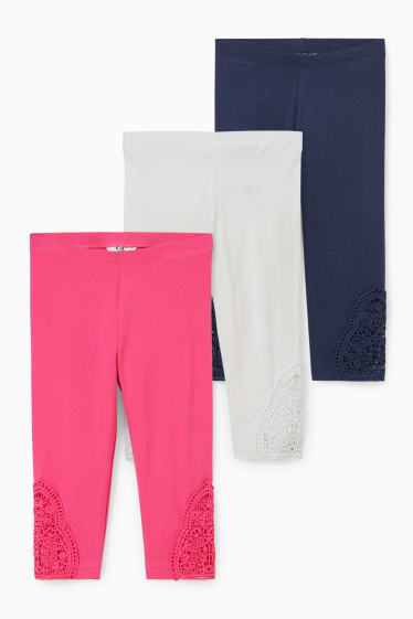 Enfants - Lot de 3 - leggings capri - bleu clair-chiné