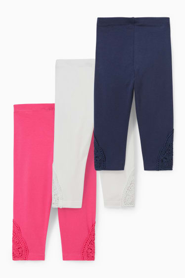 Children - Multipack of 3 - capri leggings - light blue-melange