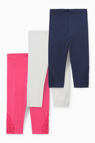 Enfants - Lot de 3 - leggings capri - bleu clair-chiné