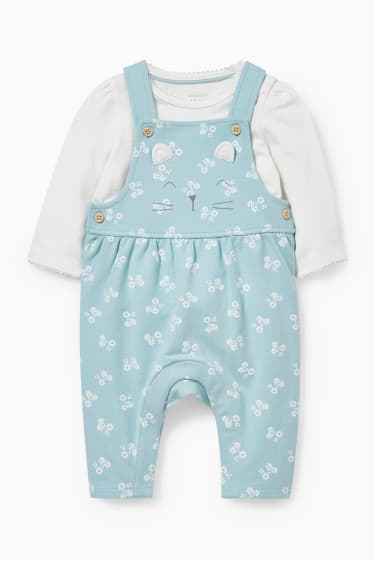 Babies - Baby outfit - 2 piece - white / turquoise