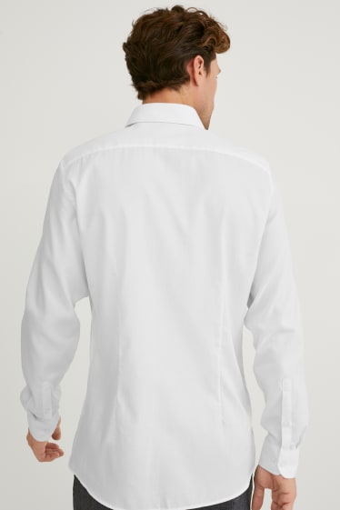 Mężczyźni - Koszula biznesowa - slim fit - kołnierzyk kent - dobrze się prasuje - biały
