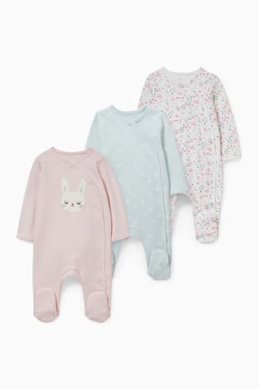 Babies - Multipack of 3 - baby sleepsuit - rose