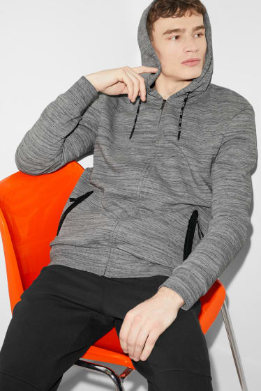 Men - Zip-through sweatshirt with hood - light gray-melange