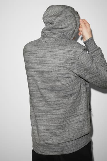Hommes - Sweat zippé à capuche - gris clair chiné