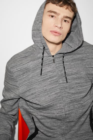 Men - Zip-through sweatshirt with hood - light gray-melange