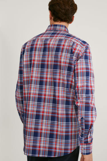 Heren - Business-overhemd - regular fit - kent - gemakkelijk te strijken - rood / donkerblauw
