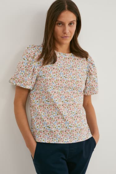 Femmes - T-shirt - motif floral - blanc