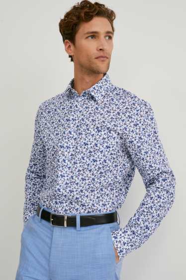 Men - Business shirt - regular fit - extra-long sleeves - easy-iron - white / blue