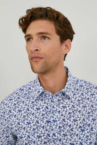 Men - Business shirt - regular fit - extra-long sleeves - easy-iron - white / blue
