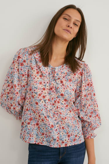 Mujer - Blusa - de flores - multicolor