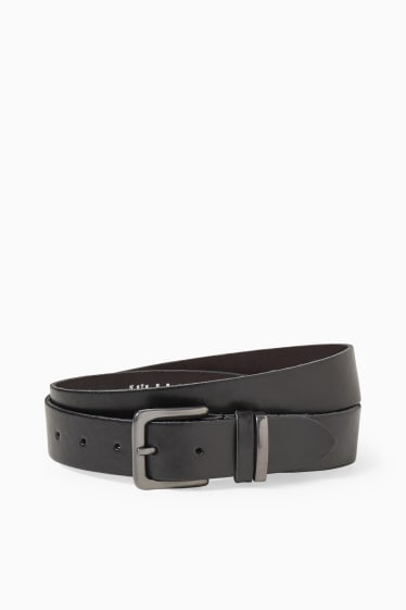Men - Leather belt - black