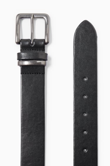 Men - Leather belt - black