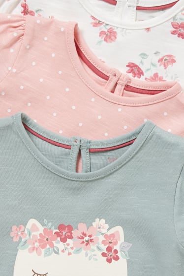 Babies - Multipack of 3 - baby short sleeve T-shirt - white / rose