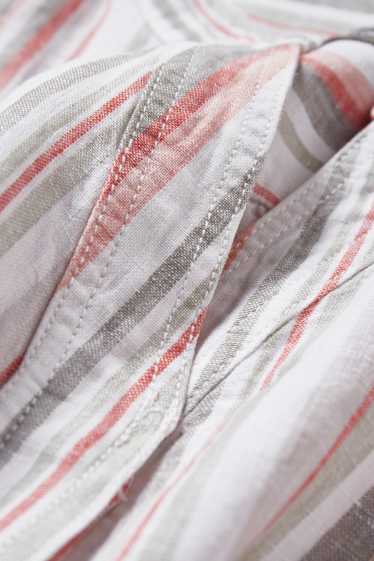 Women - Linen blouse - striped - cremewhite