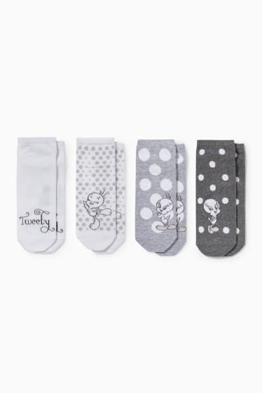 Dona - Paquet de 4 - mitjons turmellers amb dibuix - Tweety - gris clar jaspiat