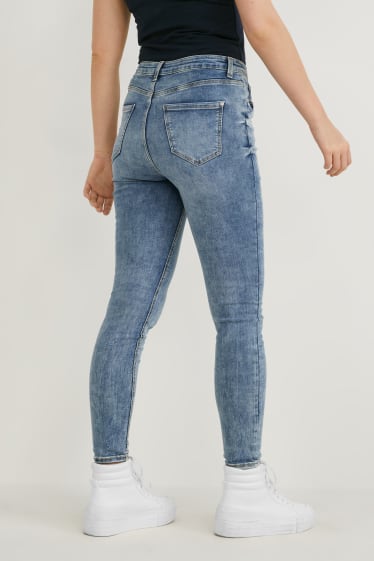 Dames - Skinny jeans - high waist - jeanslichtblauw