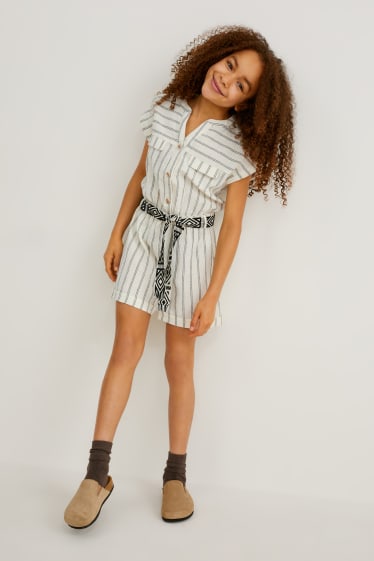 Children - Jumpsuit with belt - striped - cremewhite
