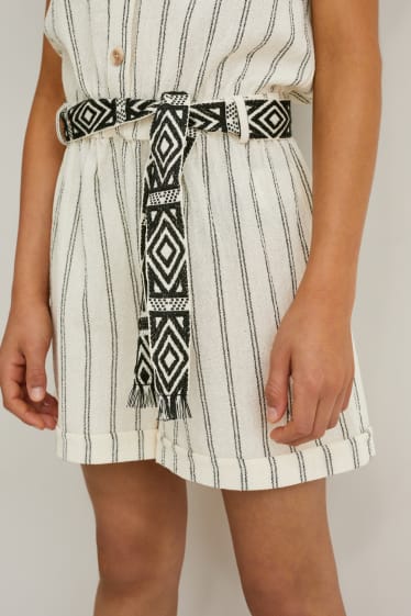 Children - Jumpsuit with belt - striped - cremewhite