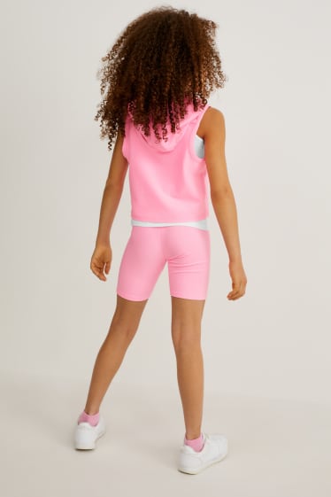 Children - Set - hoodie, top and cycling shorts - 3 piece - neon rose