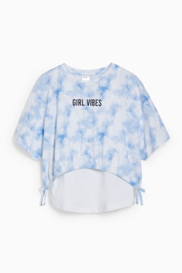Children - Set - short sleeve T-shirt and top - 2 piece - white / light blue