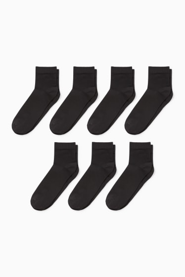 Heren - Set van 7 paar - sneakersokken - zwart