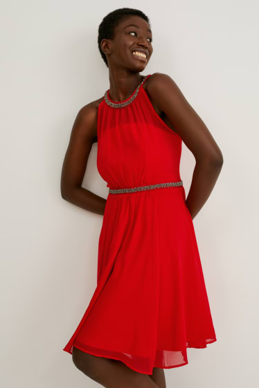 Femmes - Robe fit & flare - style festif - rouge