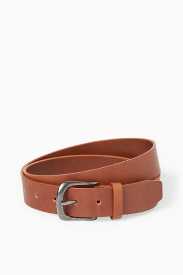 Men - Leather belt - havanna
