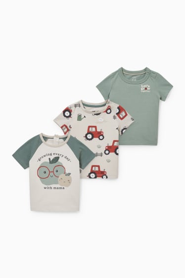 Babys - Multipack 3er - Baby-Kurzarmshirt - beige-melange