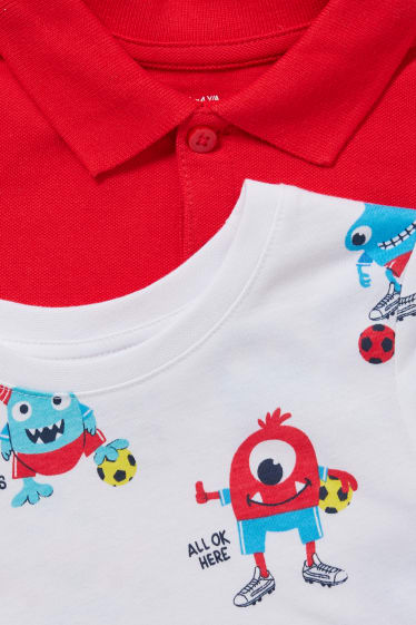 Niños: niños - Set - polo y camiseta de manga corta - 2 piezas - rojo