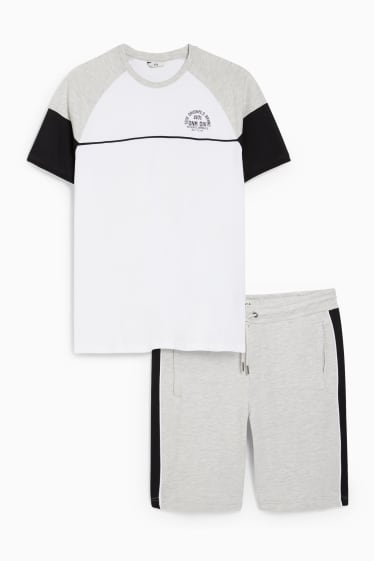 Herren - Set - T-Shirt und Sweatshorts - 2 teilig - weiß