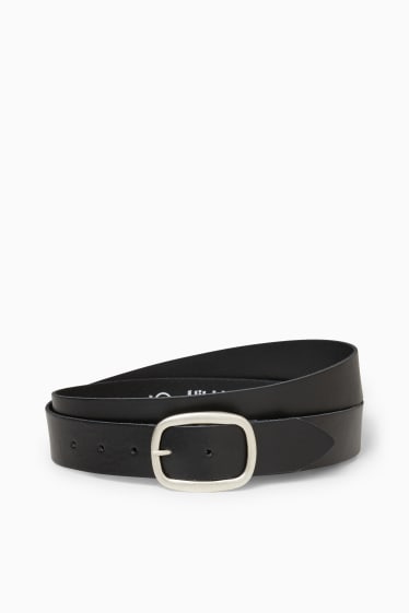 Women - Leather belt - black