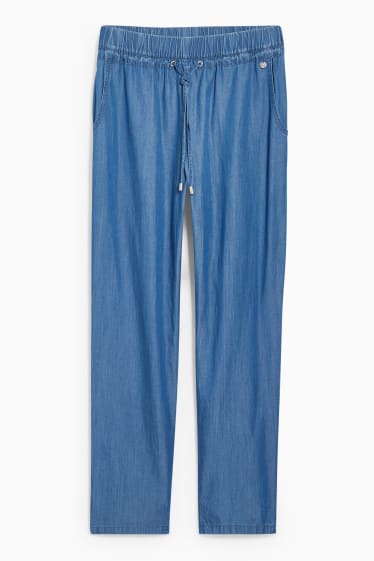 Femmes - Pantalon de toile - coupe fuselée - jean bleu