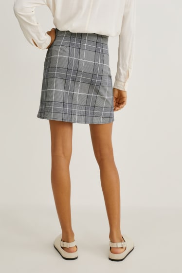 Women - Skirt - check - gray-melange