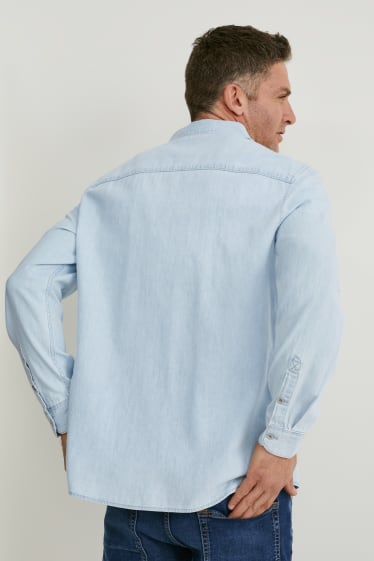 Men - Denim shirt - regular fit - kent collar - denim-light blue