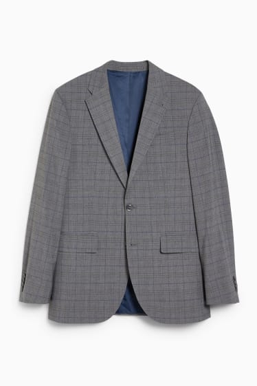 Pánské - Oblekové sako - regular fit - LYCRA® - kostkované - šedá-žíhaná