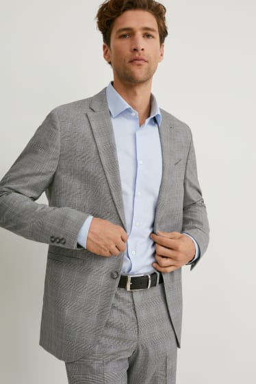 Men - Mix-and-match tailored jacket - slim fit - stretch - LYCRA® - check - gray