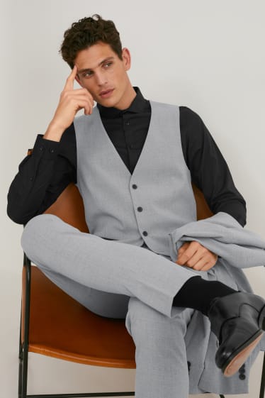 Hommes - Gilet de bureau sans manches - coupe slim - Flex - LYCRA® - gris clair chiné