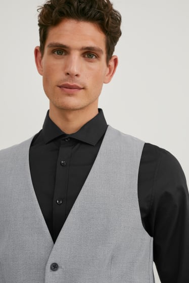 Pánské - Obleková vesta - slim fit - flex - LYCRA® - světle šedá-žíhaná