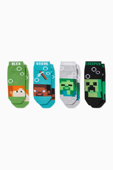 Kinder - Multipack 4er - Minecraft - Socken - schwarz