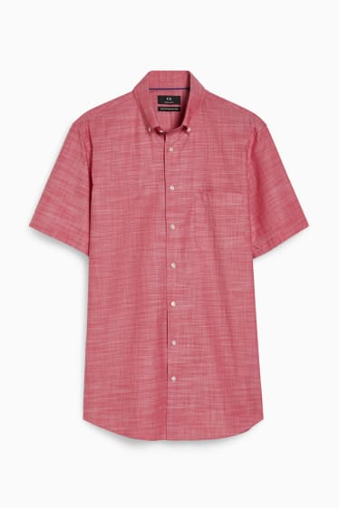 Herren - Businesshemd - Regular Fit - Button-down - bügelleicht - rot-melange