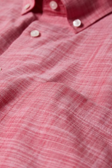 Herren - Businesshemd - Regular Fit - Button-down - bügelleicht - rot-melange