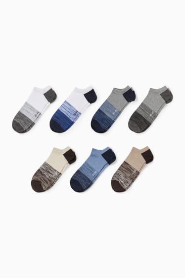 Hombre - Pack de 7 - calcetines tobilleros - blanco / gris
