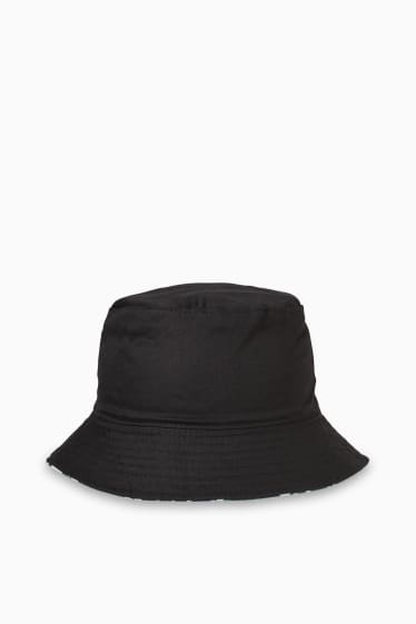 Heren - Omkeerbare hoed - donkergroen / crème wit