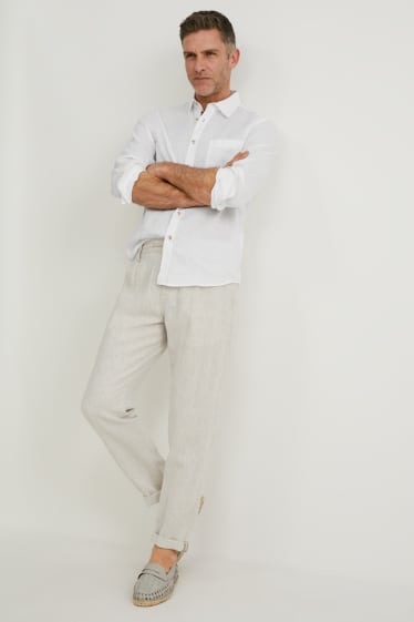 Uomo - Pantaloni chino - tapered fit - misto lino - beige