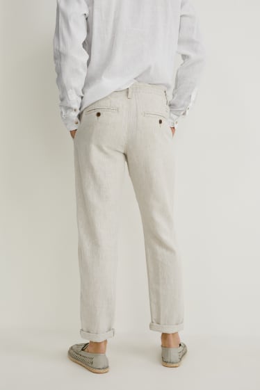 Men - Chinos - tapered fit - linen blend - beige