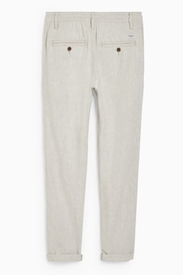 Men - Chinos - tapered fit - linen blend - beige