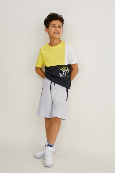 Kinder Jungen - Sweatshorts - weiß-melange