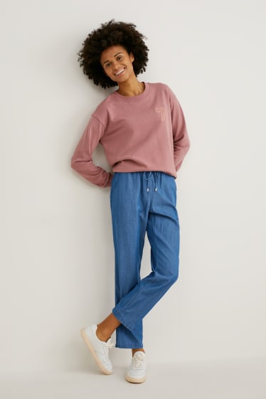 Femmes - Pantalon de toile - coupe fuselée - jean bleu