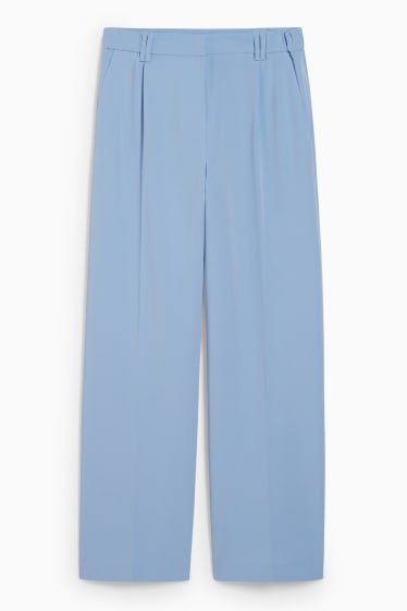 Dámské - Plátěné kalhoty - wide leg  - světle modrá