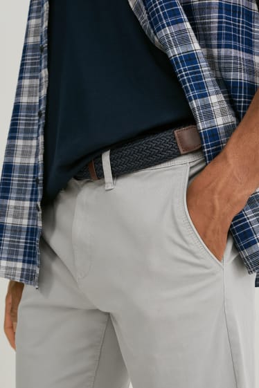 Men - Chinos with belt - regular fit - LYCRA® - gray